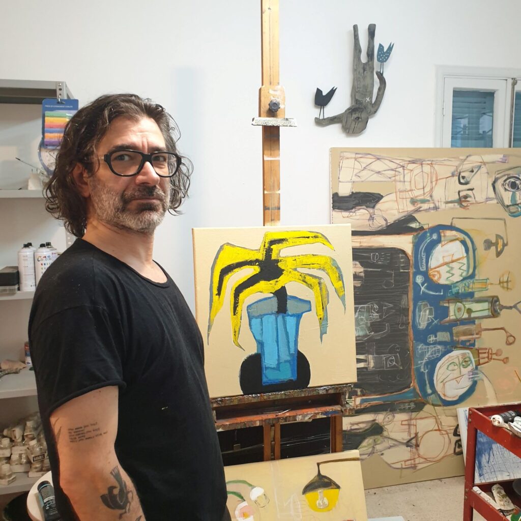 the artist in his studio in beirut