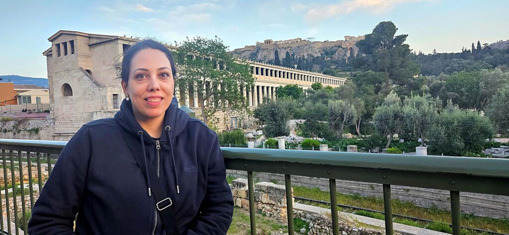 Maie in front of Stoa of Attalos